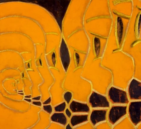 Francesco Clemente, Tandoori Satori (Meaning of Two), 2004 - tempera e olio su lino, cm 188x204,5