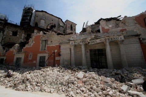Il centro storico de L'Aquila, devastato dal sisma