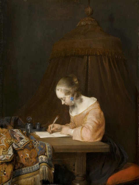 Gerard Ter Borch, Donna che scrive una lettera, 1655 circa, © L’Aia, Gabinetto reale di pitture Mauritshuis