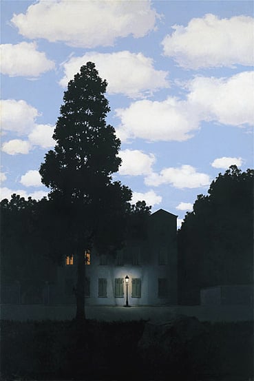 Renè Magritte, L’impero delle luci (L’Empire des lumières), 1953–54, Olio su tela, 195,4 x 131,2 cm - Collezione Peggy Guggenheim, Venezia