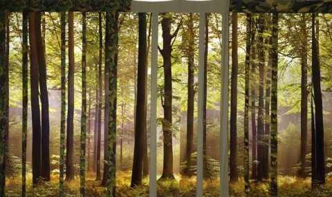 Stefano Arienti, Verde mimetico, 2004 - assemblaggio di poster e stoffe, dimensioni variabili