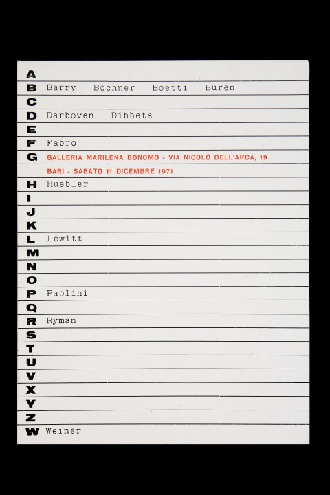 Primo invito della Galleria Bonomo, 1971