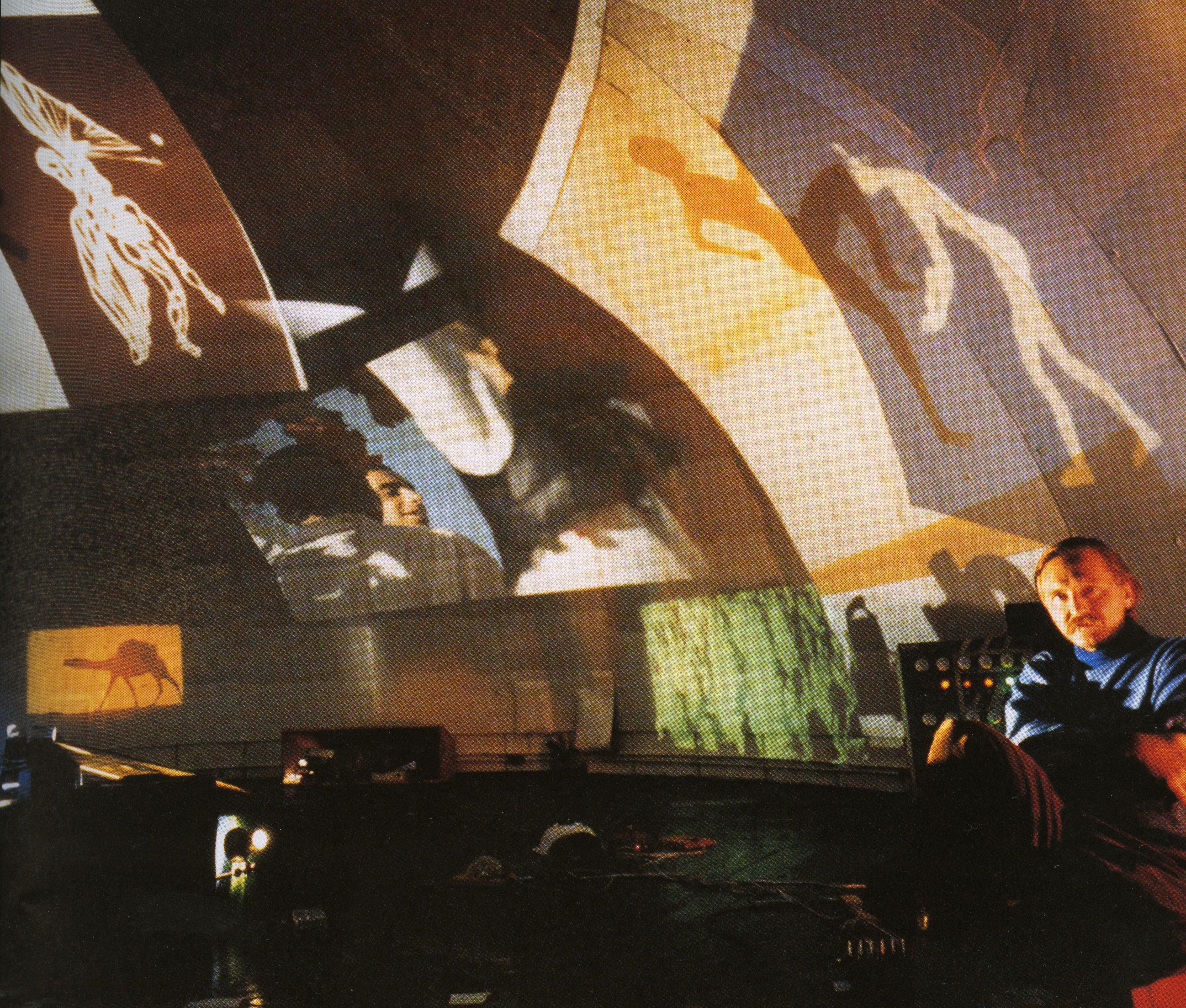 Interior view of Stan Vanderbeek's Movie Drome (1965). Photo: Peter Moore