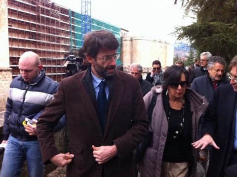 Il ministro Franceschini a L'Aquila (foto aquilatv.it)