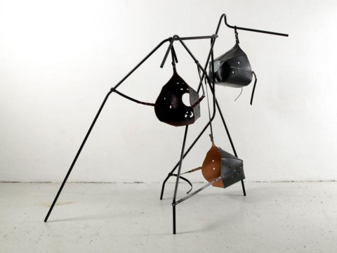 Tatiana Trouvé, Untitled, 2007. Leather, black epoxy paint, metal, 187 x 235 x 84 cm