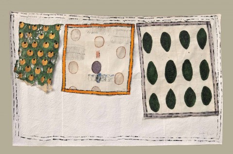Isabella Ducrot, Trittico Ipazia - tecnica mista su tessili tibetani di proprietà dell'artista