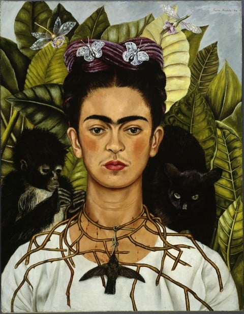 Frida Kahlo, Autoritratto con collana di spine, 1940 - Olio su tela, cm 63,5 x 49,5 - Harry Ransom Center, Austin - © Banco de México Diego Rivera & Frida Kahlo Museums Trust, México D.F. by SIAE 2014