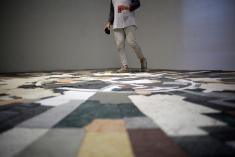 Gal Weinstein, Marble Sun, 2014, marble and other stones, 500 cm diameter, Courtesy galleria Riccardo Crespi and the artist