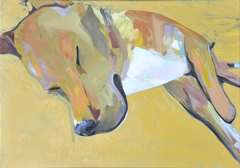Krzysztof Klusik, Yellow Dog, 2013, olio su tela, 50x70 cm