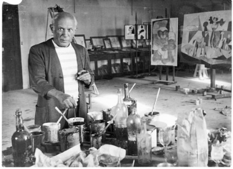 Pablo Picasso nel suo atelier, Grenier des Grands Augustins