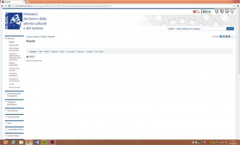 la pagina web del MIBACT. Ancora in allestimento...