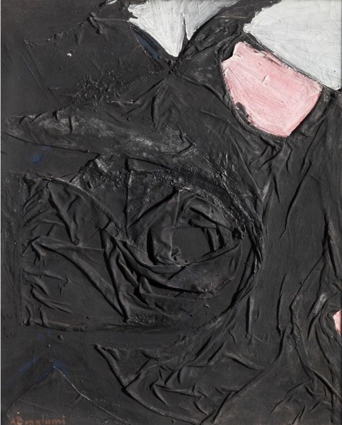 Agostino Bonalumi: Fenomeno, 1957, 60x50 cm, tecnica mista su tela, coll. privata