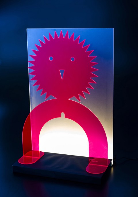 Alessandro Guerriero, Uomo-animale autoritratto, 1987/2013 - Lampada-scultura in plexiglass