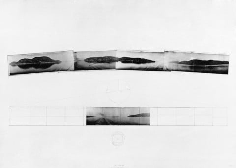 Jan Dibbets, Viaggio del capitano SEH, 1976 - fotografie in bianco e nero e matita su carta, 74,5 x 103,5 cm – Staatliche Museen zu Berlin, Nationalgalerie, Marzona Collection 