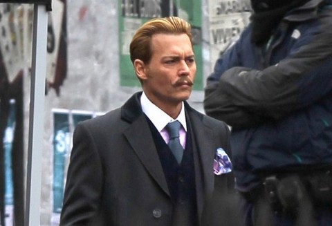 Johnny Depp sul set di Mortdecai 
