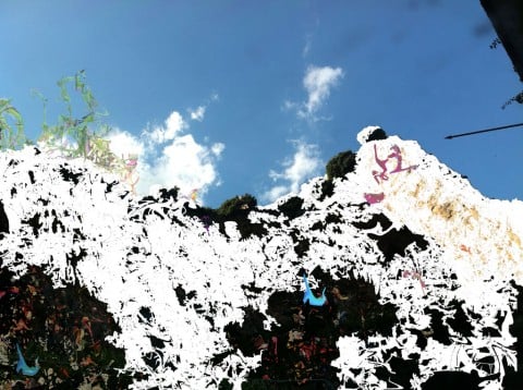 Gianluca Capozzi,Forest, 2014, matite colorate, pennarello, acrilico su foto, digitalizzata e stampata su plexiglas trasparente