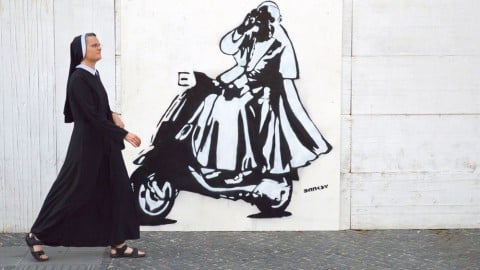 Il Papa del presunto Banksy a Roma