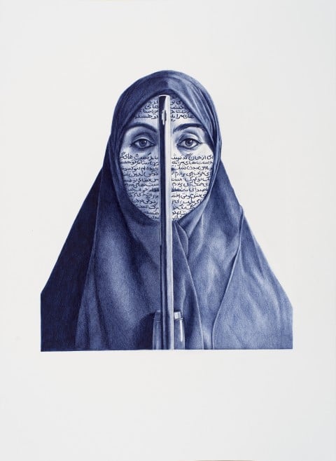 Giuseppe Stampone, Bic Data Blue, 2013-2014, 100 disegni, penna Bic su carta, 40x55 cm cad., Courtesy l'artista e prometeogallery di Ida Pisani, Milano/Lucca - Foto: Giorgio Benni 