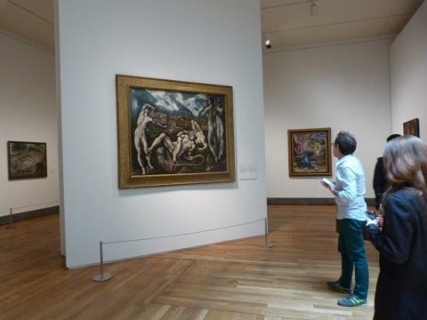 Un'immagine della mostra al Prado, sullo sfondo _Il Laocoonte_ di El Greco, proveniente dalla National Gallery di Washington