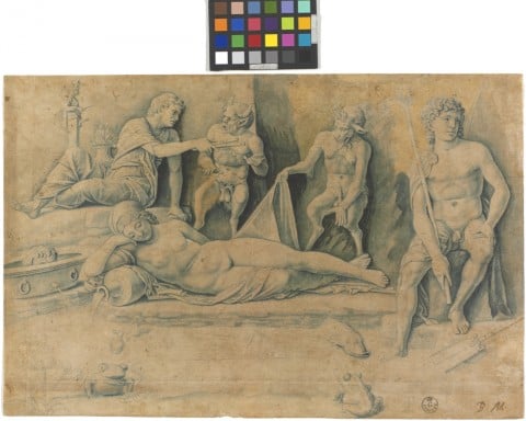 F. Benedetto Montagna, Scena mitologica, 1495 - 1500 ca. Penna, inchiostro azzurro e nero. Firenze, Gabinetto disegni e stampe degli Uffizi, inv. 14589. 