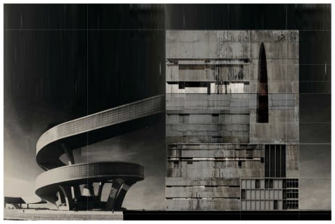Beniamino Servino, Torre tozza analoga con adduzione nerviana, 2014, fotomontaggio digitale, 47,48 x 31,89 cm