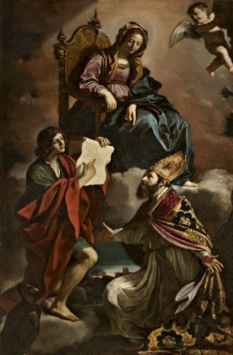 La Madonna con i santi Giovanni Evangelista e Gregorio Taumaturgo, del Guercino