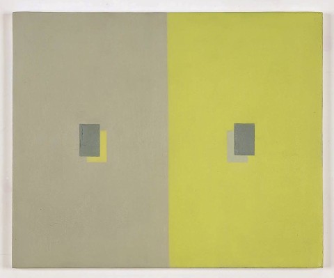 Antonio Calderara, Peso ottico giallo e grigio in rettangoli sovrapposti, 1960