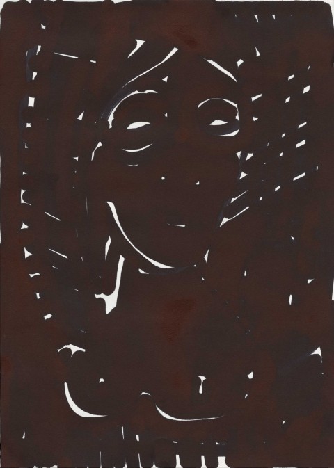 Cedar Lewisohn, Come Picabia. 2014. Pennello nero su carta. 297 x 470mm