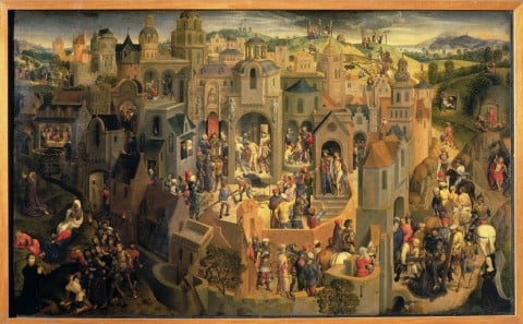 Hans Memling, Passione di Cristo per Tommaso Portinari, 1470, olio su tavola, 54,9 x 90,1 cm, Torino, Galleria Sabauda (in mostra fino al 15 novembre)