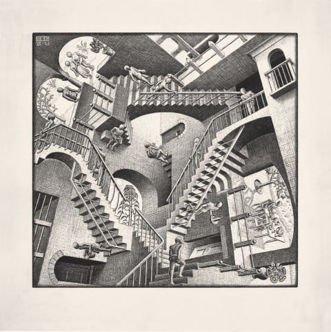 Maurits Cornelis Escher – Casa di scale (Relatività), 1951.Collezione Federico Giudiceandrea © 2014 The M.C. Escher Company. All rights reserved
