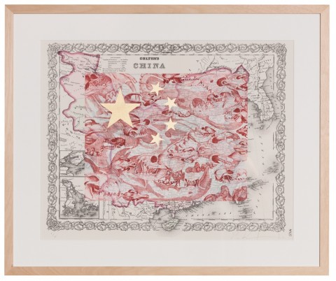 Pietro Ruffo, Flag of China, Litografia,serigrafia e foglia oro, stampata su carta Canson Edition   320 gr., tiratura 198,  54 x 70 cm, 2014 – Stamperia Carini - 98 limited edition