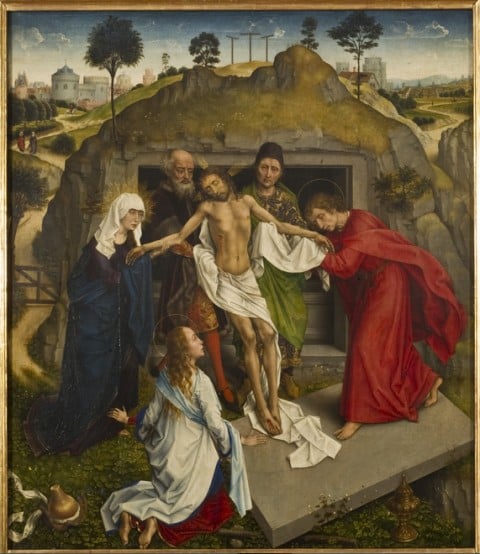 Rogier van der Weyden (e aiuti), Compianto sul Cristo morto, 1460-1465, olio su tavola, 111 x 95 cm, Firenze, Galleria degli Uffizi