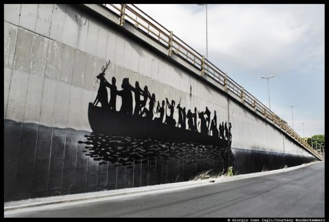 Il murale vandalizzato al Pigneto