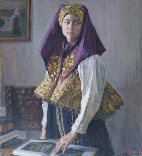 Ivan Glazunov, Costume di Niznij Novgorod, 2006, olio su tela, 100x90