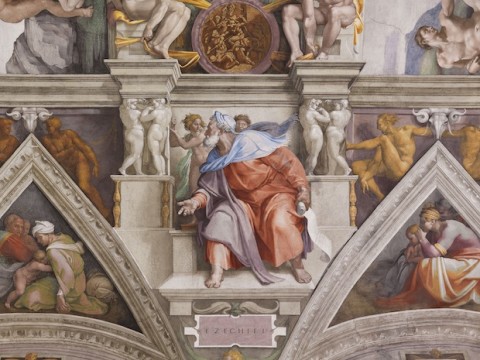 Il profeta Ezechiele della Cappella Sistina illuminata da Osram