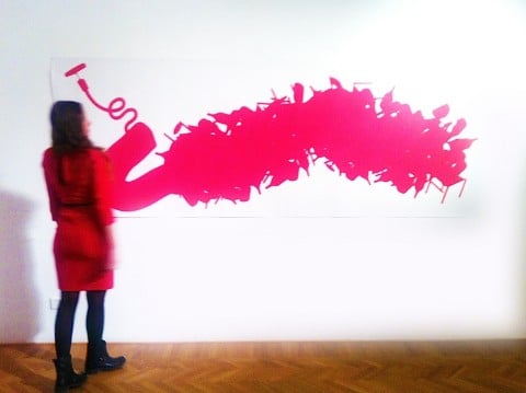 Aldo Del Bono - Il bicchiere dalle labbra rosse - veduta della mostra presso Interno 14, Roma 2014