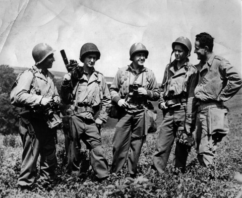 Signal Corps Photo _ They fight with cameras. France. June 27, 1944