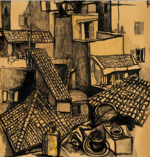 Tetti di Roma, di Renato Guttuso