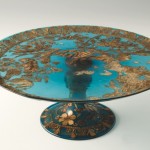 Alzata su piede in vetro acquamare con decorazione applicata in paglia - Murano - probabilmente metà XVI sec. - Museo del Vetro, Murano