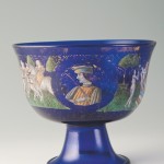 Coppa Barovier - vetro soffiato blu dipinto in smalti policromi e oro – Venezia - 1460-1470 ca. - Museo del Vetro, Murano