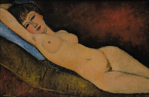 Amedeo Modigliani - Nudo disteso con cuscino blu