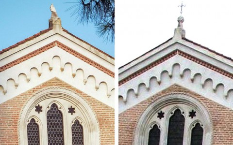 Cappella degli Scrovegni - la croce prima e dopo il fulmine