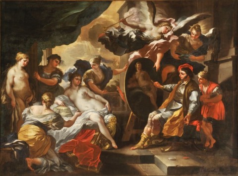 Francesco Solimena, Zeusi dipinge il ritratto di Venere scegliendo a modello le fanciulle di Crotone, 1690 circa. Olio su tela. Roma, Palazzo Madama