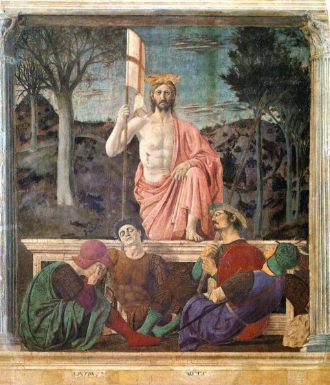 Piero della Francesca, La Resurrezione ; affresco eseguito tra il 1450 e 1463; cm. 225x200