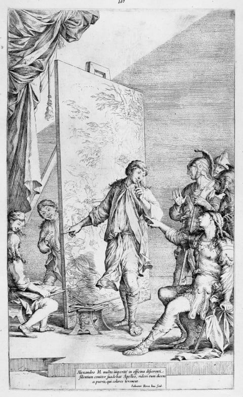 Salvator Rosa, Alessandro Magno nello studio di Apelle, 1662 ca. - Roma, Istituto Centrale per la Grafica