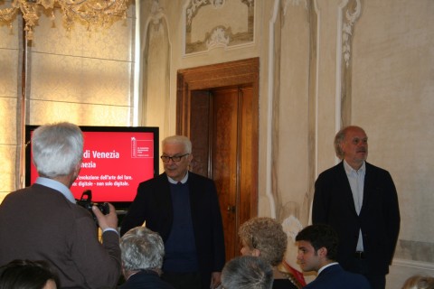 La conferenza stampa presentazione Padiglione Venezia, Ca' Giustinian, Venezia, 21 aprile 2015