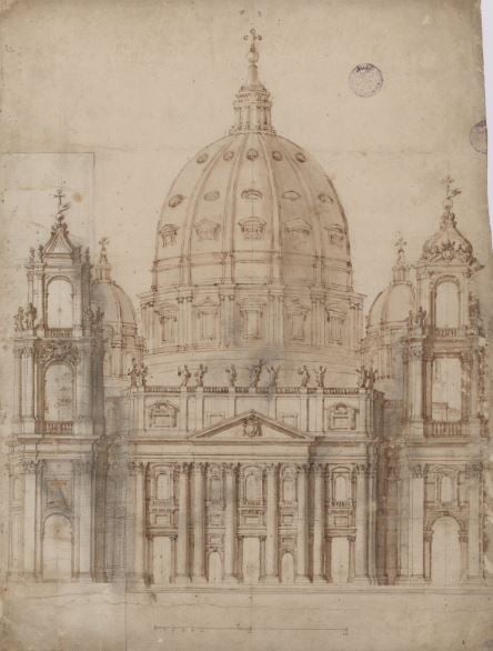 Gian Lorenzo Bernini, Proposta alternativa per la facciata di San Pietro, 1645, Città del Vaticano, Biblioteca Apostolica Vaticana