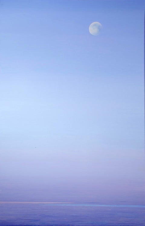 Piero Guccione, Luna mattutina, 2009-10, olio su tela, cm 150 x 98, collezione privata