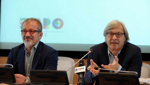 Vittorio Sgarbi con il governatore Roberto Maroni