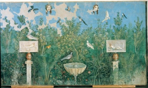 Affresco da Pompei, Casa del Bracciale d’Oro, oecus, parete sud, registro mediano